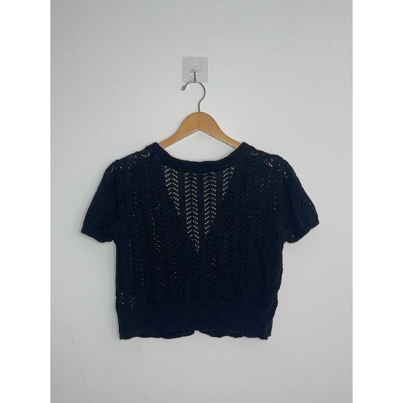 John Paul Richard Black Short Sleeve Knit Sweater - Picture 5 of 7